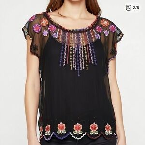 Anthropologie Vanessa Virginia Floral Embroidered Blouse S Multicolor